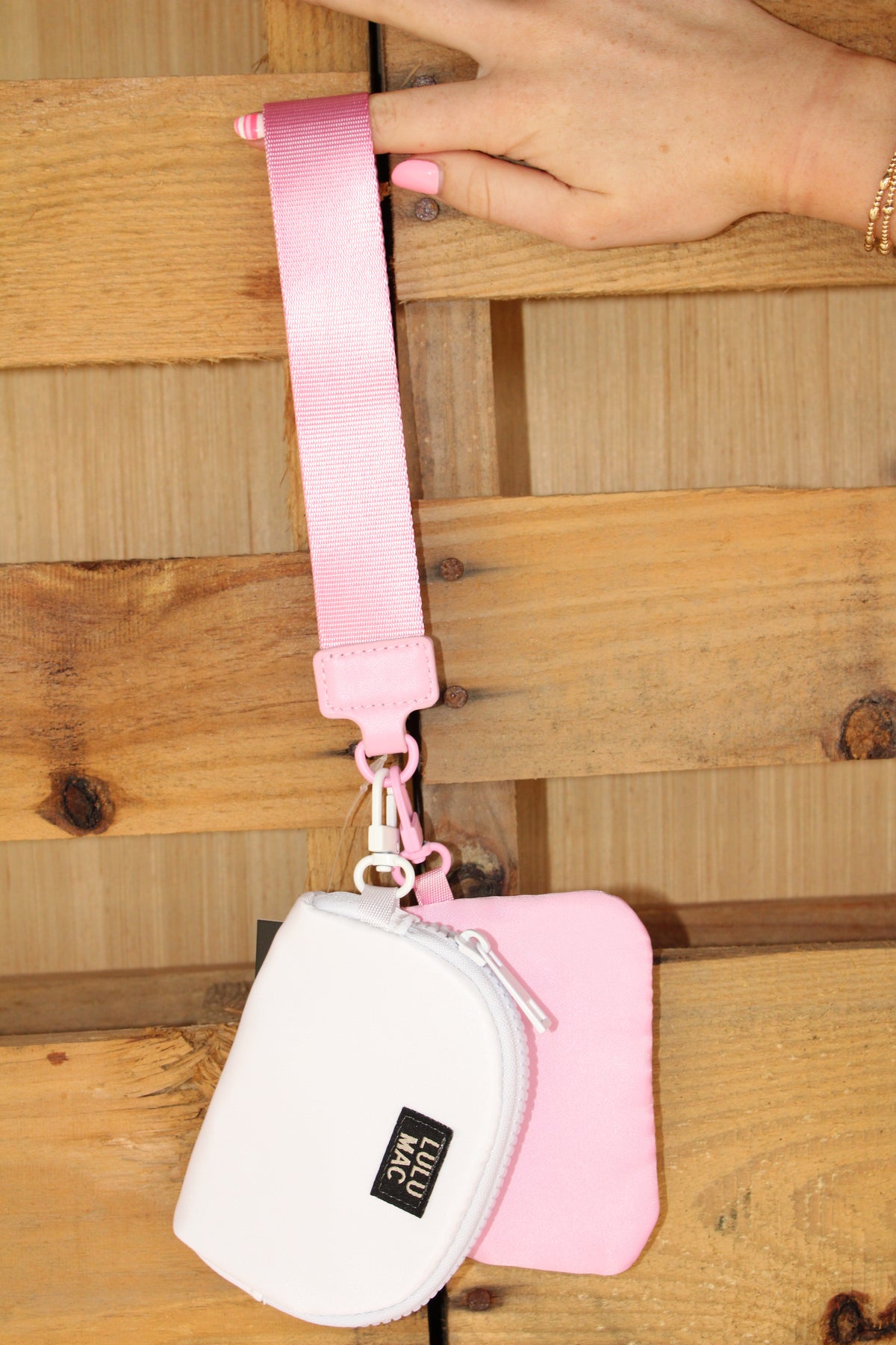 Light Pink and White Lulu Mac Keychain