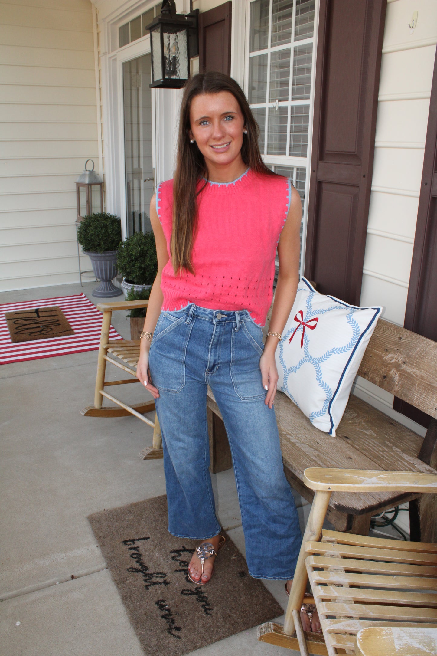 Color Contrast Sweater Vest