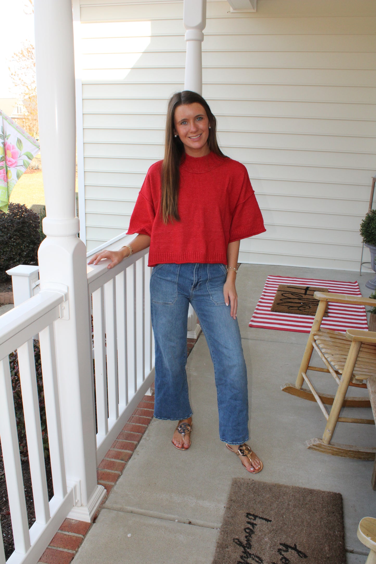 Berry Red Knit Sweater Top