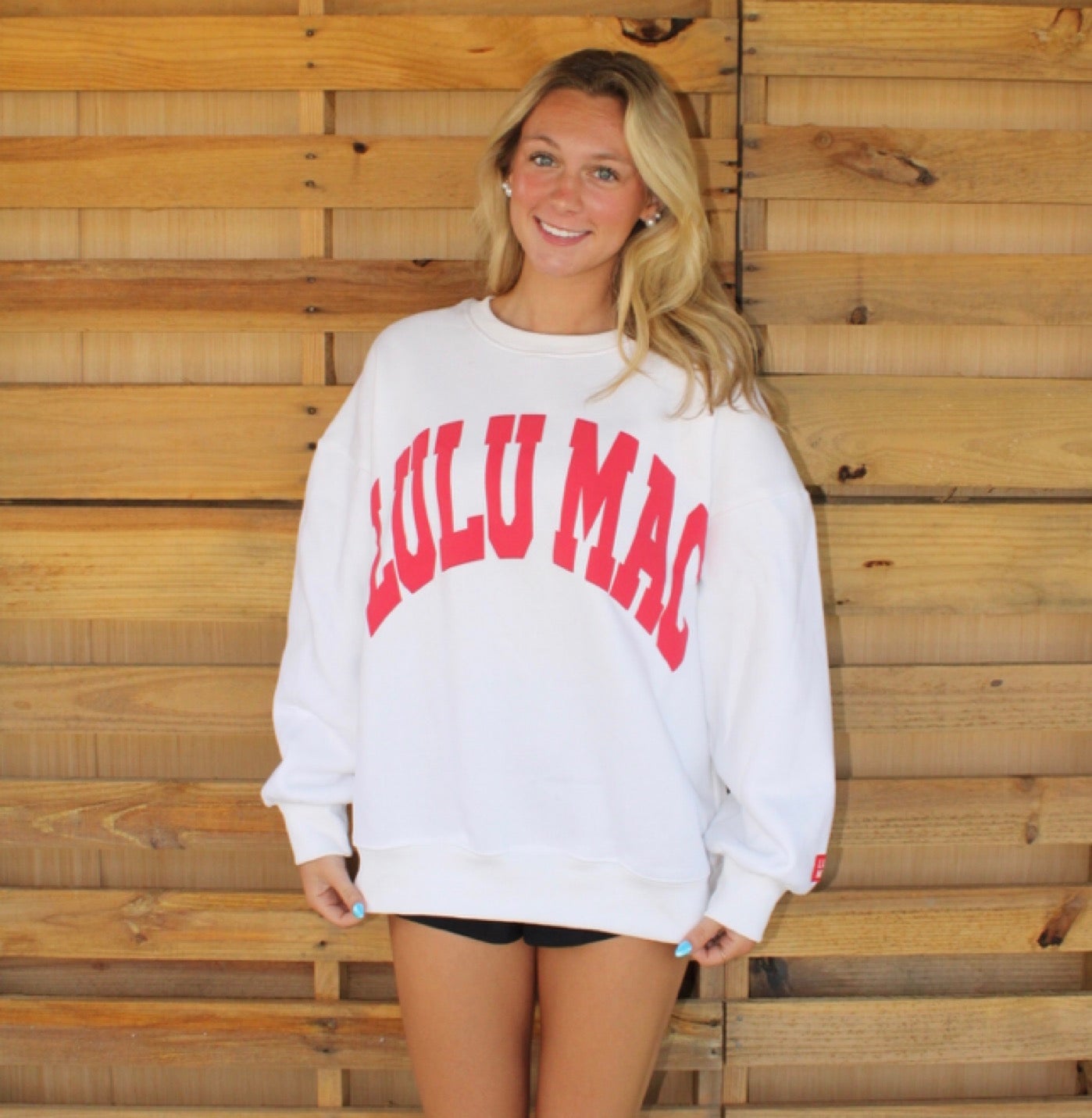 White Lulu Mac Crewneck