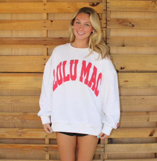 White Lulu Mac Crewneck