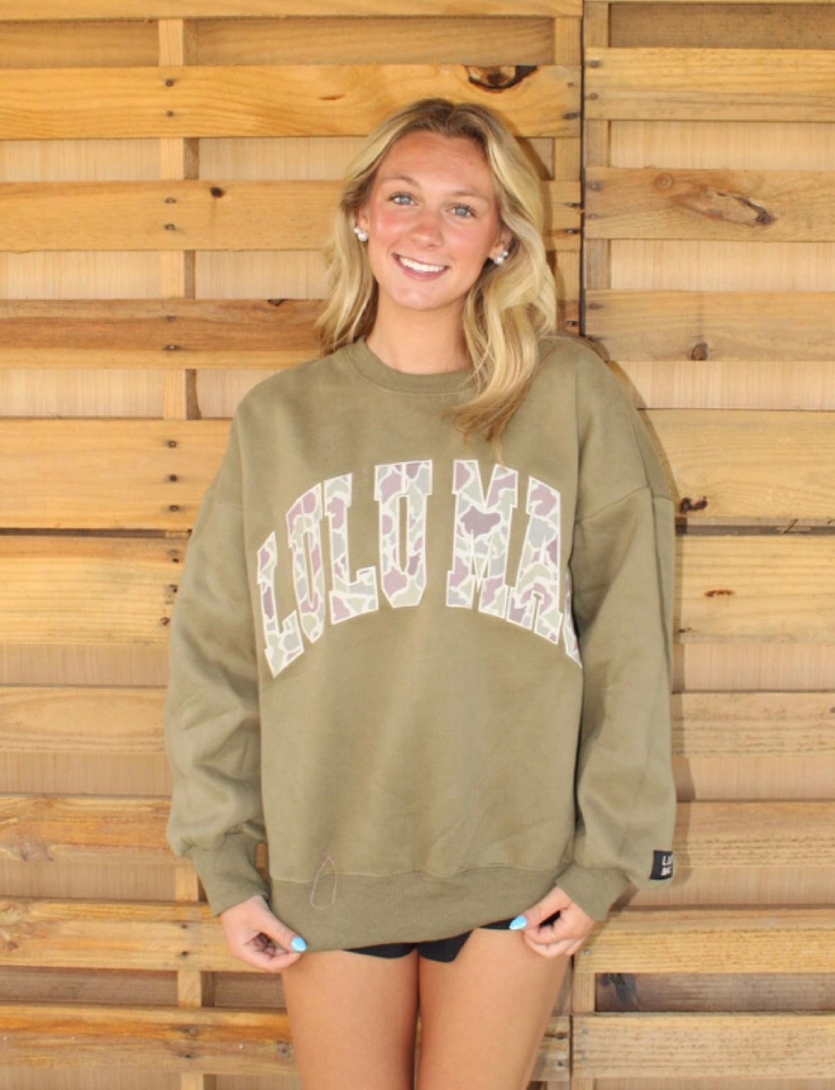 Green with Camo Lulu Mac Crewneck