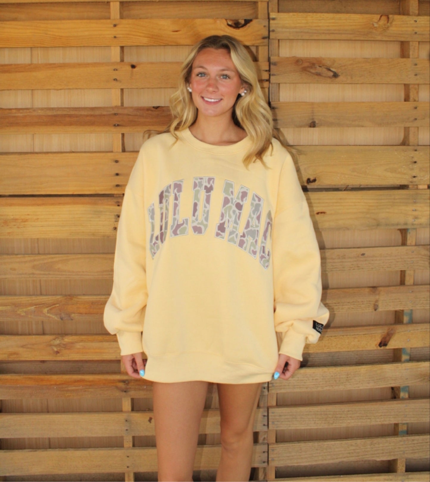 Yellow With Camo Lulu Mac Crewneck