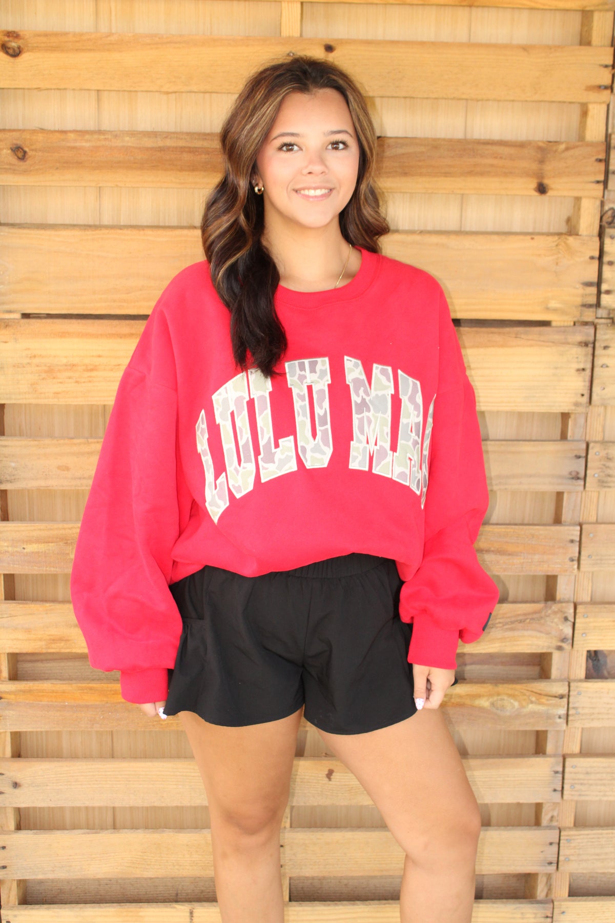 Red with Camo Lulu Mac Crewneck