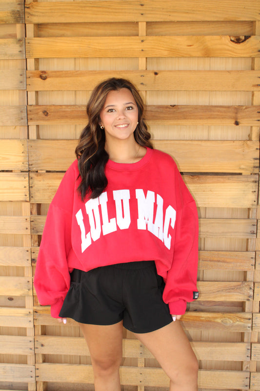 Red Lulu Mac Crewneck