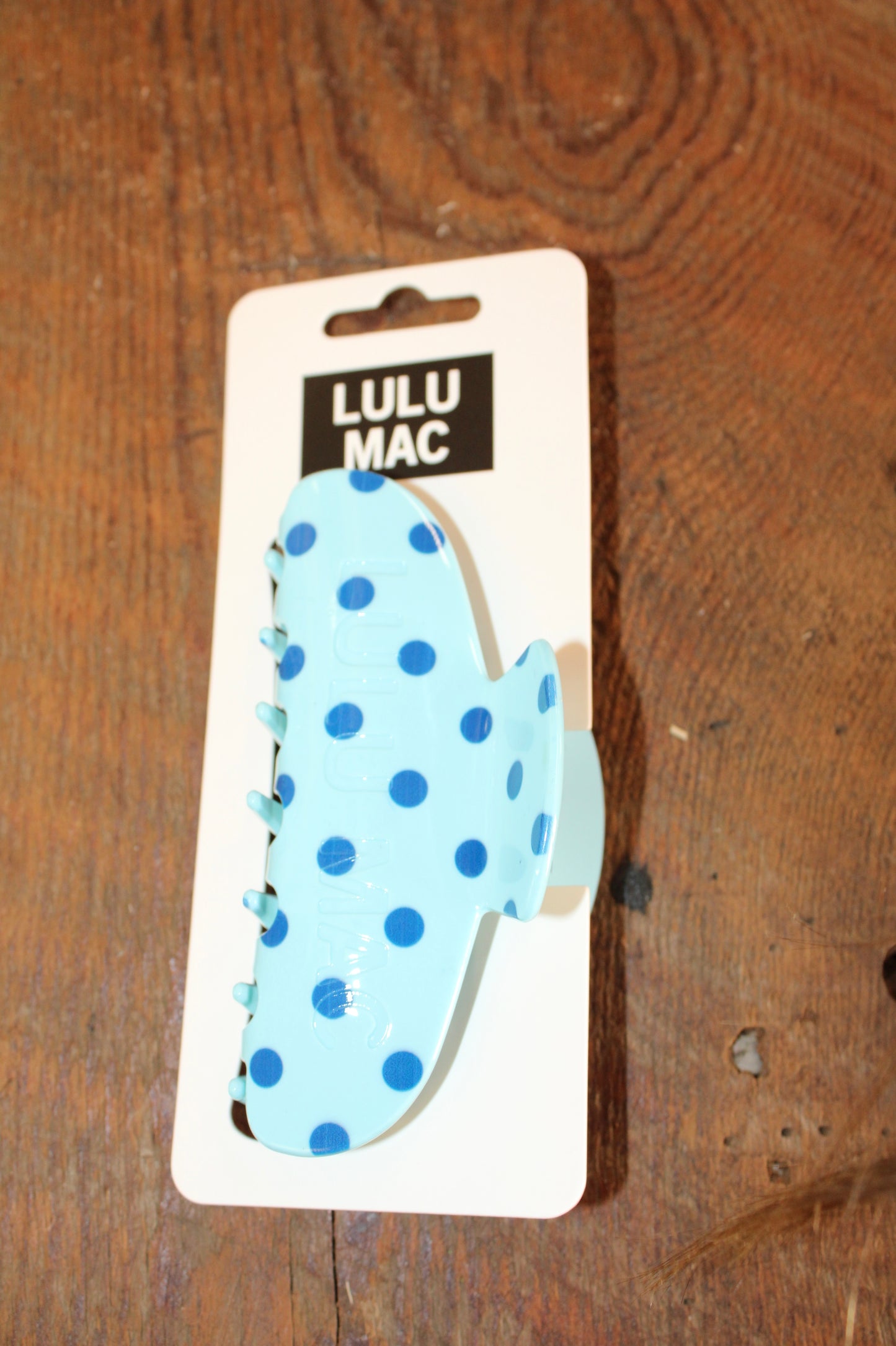 Blue Polka Dot Lulu Mac Claw Clip