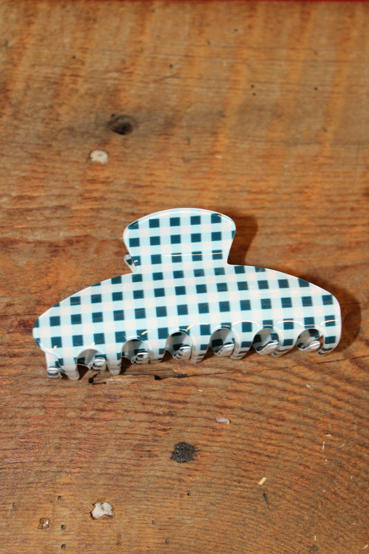 Blue Plaid Claw Clip