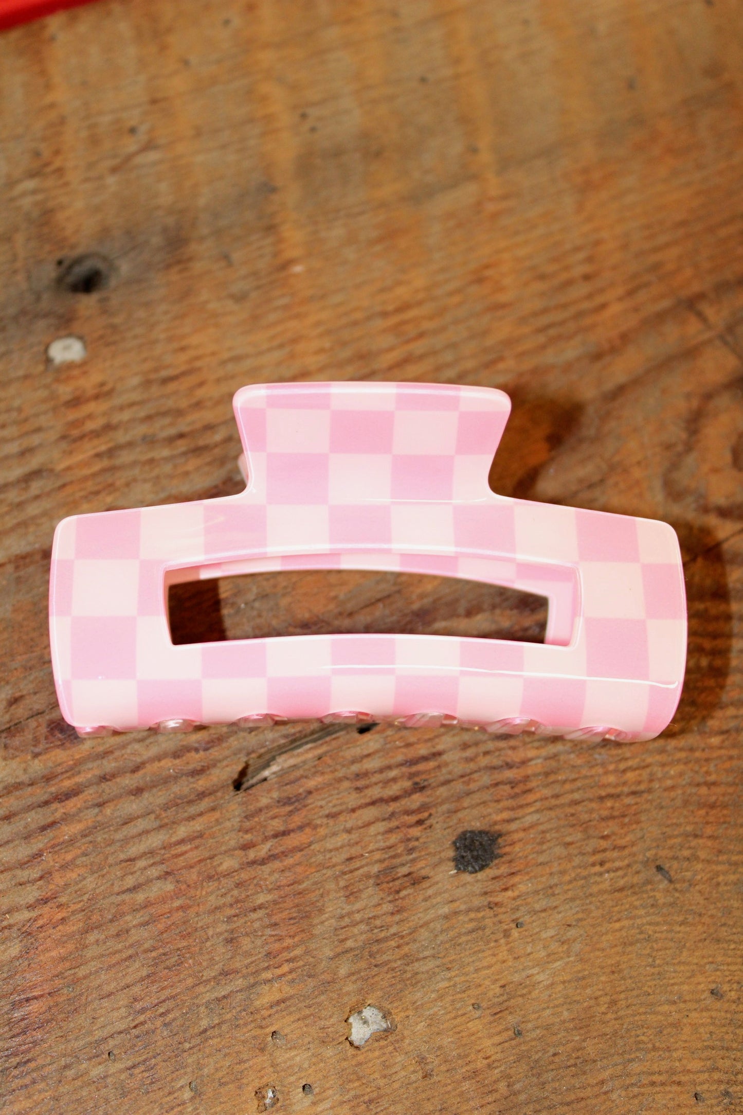 Pink Checker Claw Clip