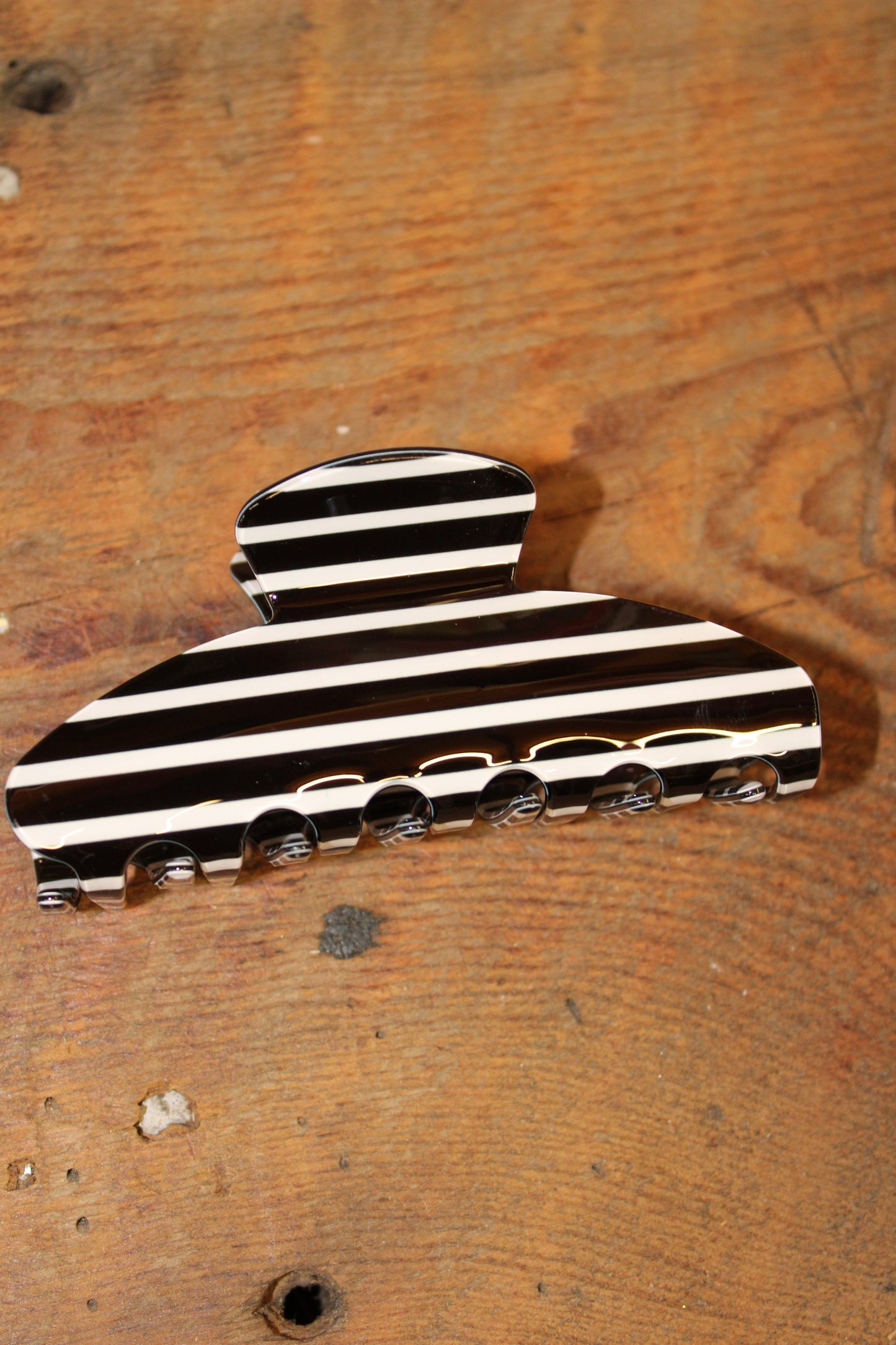Black with White Stripes Claw Clip