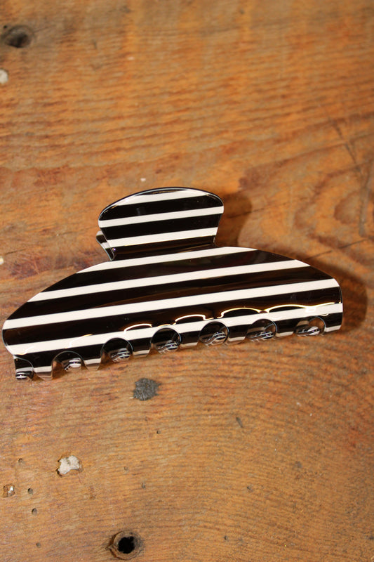 Black with White Stripes Claw Clip