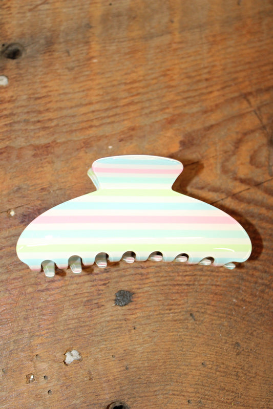 Multi Color Stripe Claw Clip