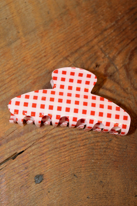 Red/Pink Gingham Claw Clip