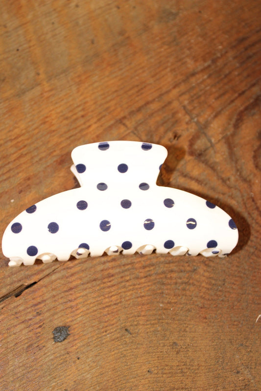 Off White Polka Dot Claw Clip