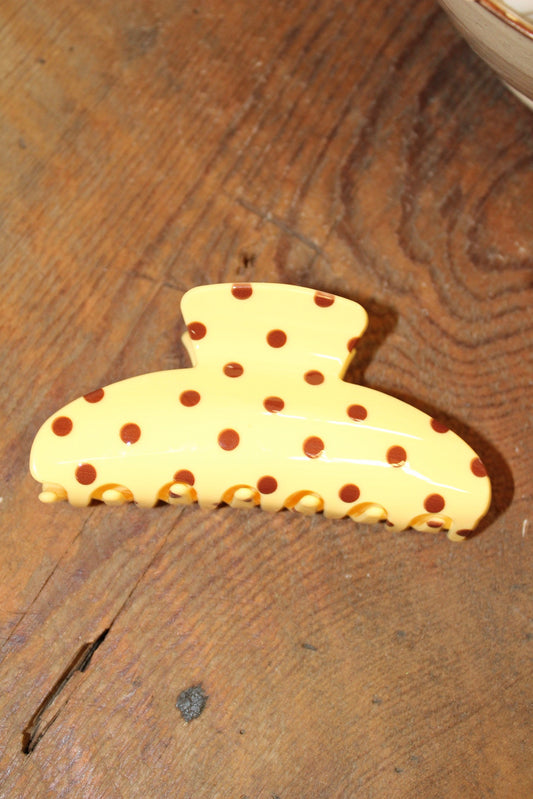 Butter Yellow Polka Dot Claw Clip