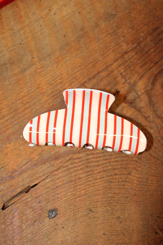 Red & Blue Stripe Claw Clip