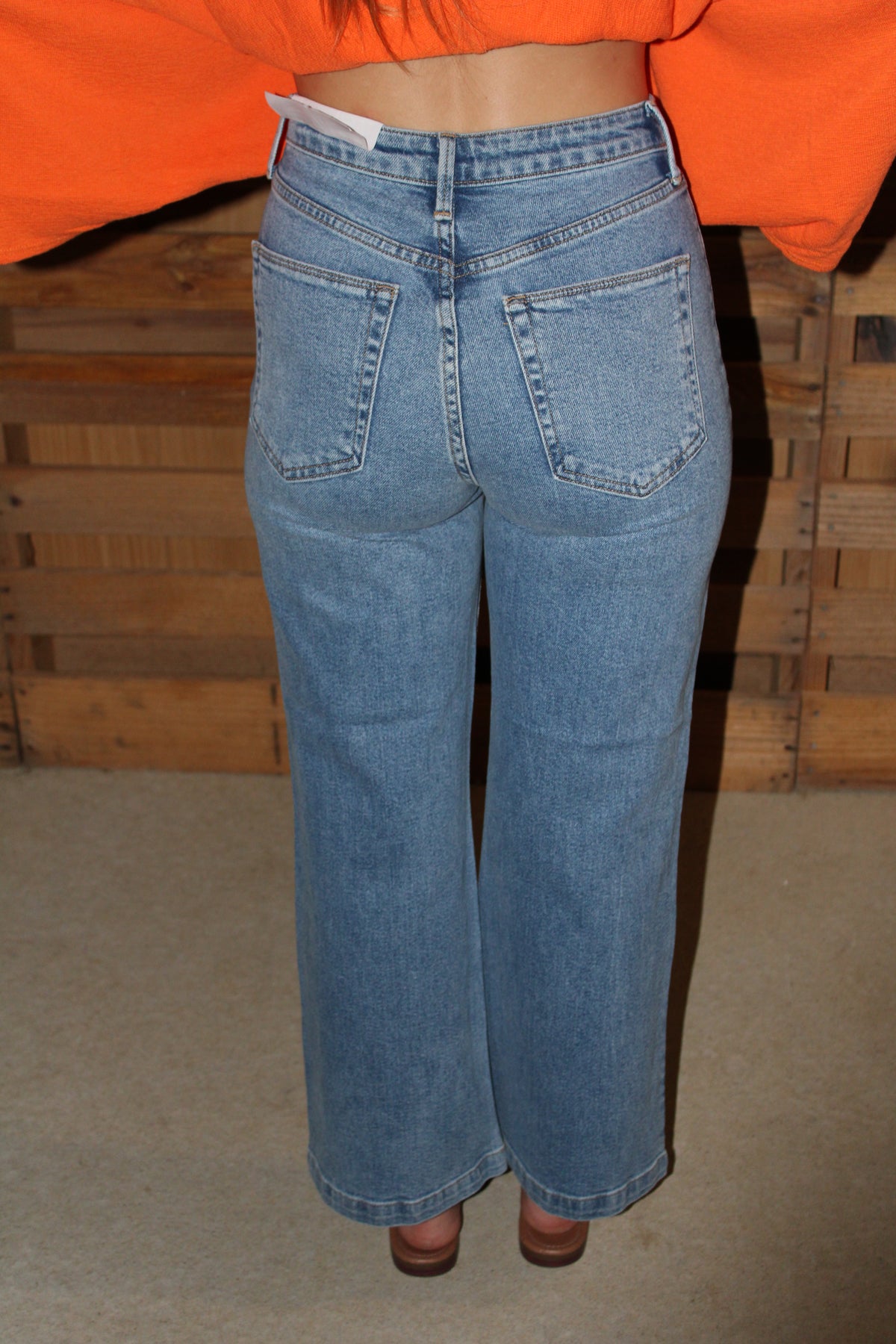 Patch Pocket Wide Leg Jeans