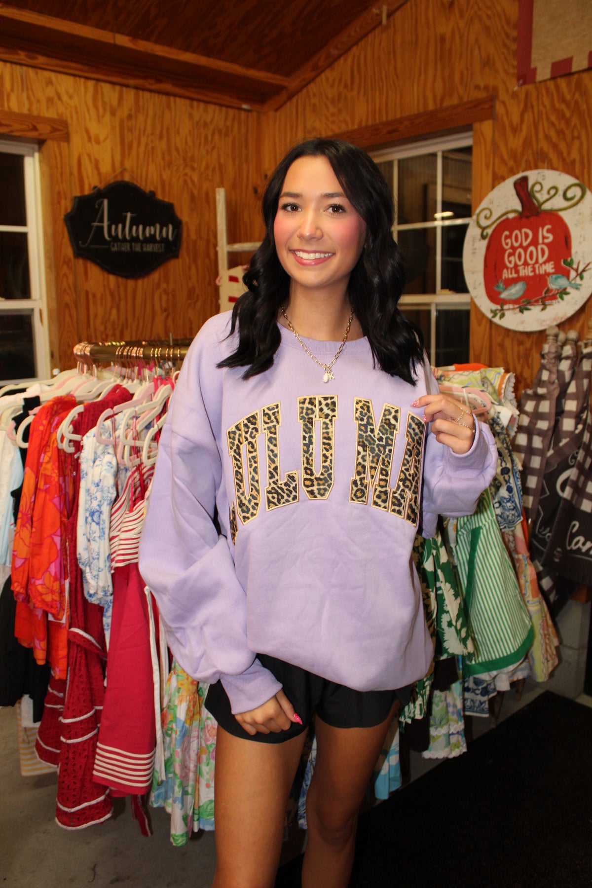Lavender Cheetah Print Lulu Mac Crewneck