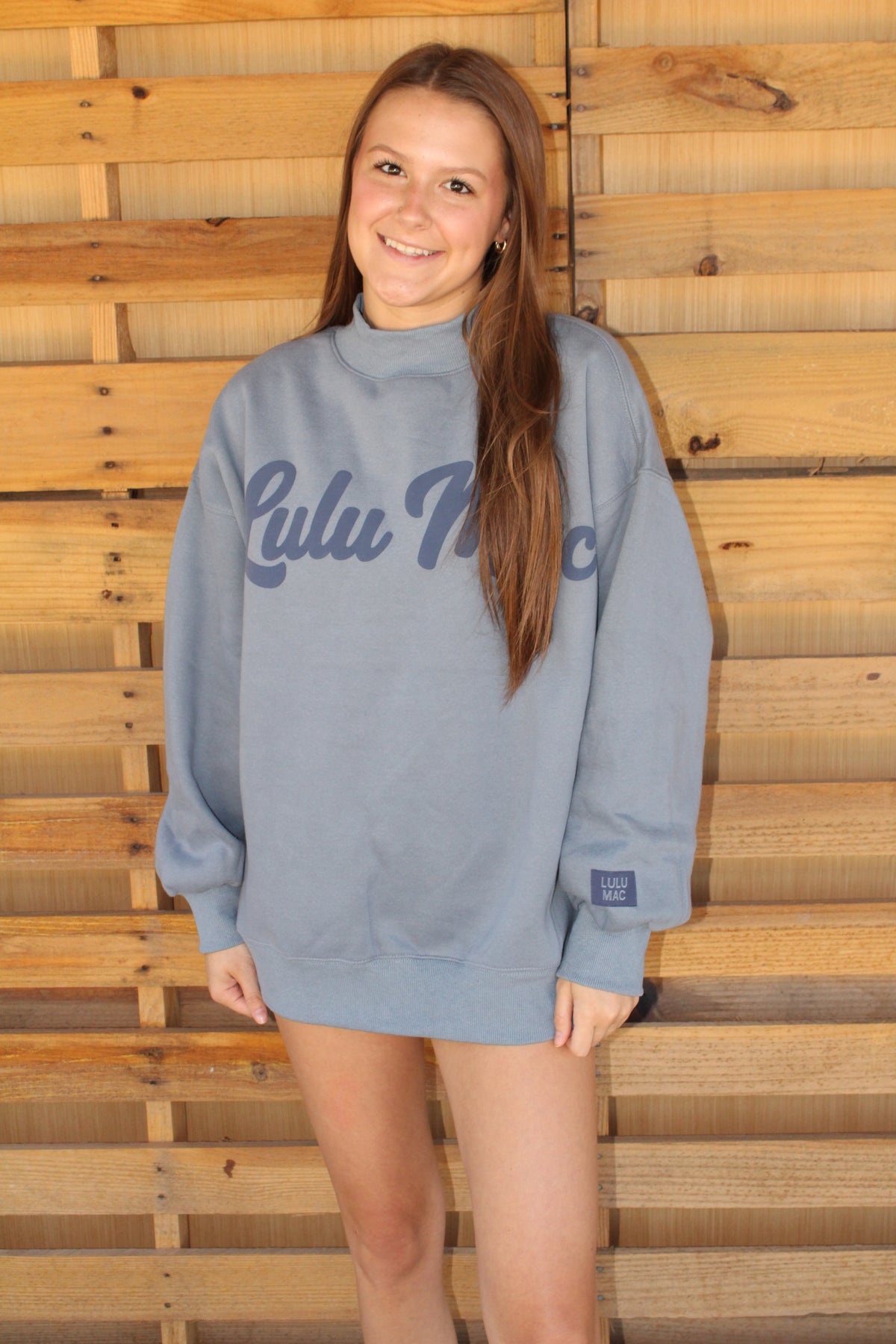 Blue Lulu Mac Script Mockneck